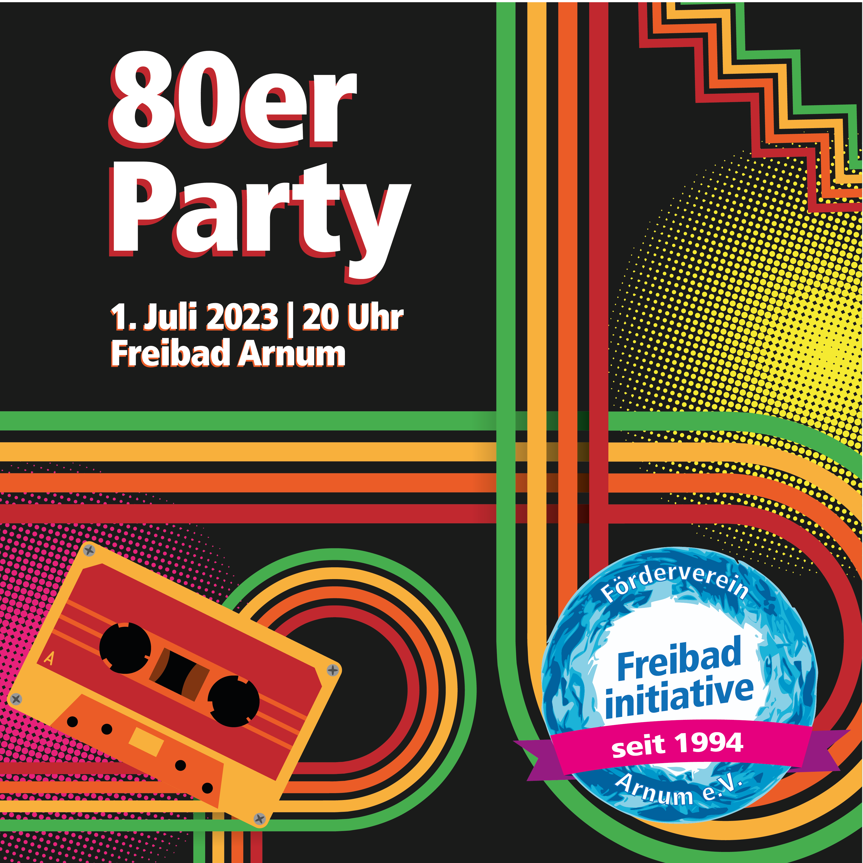 80er-Jahre-Party im Freibad am 01.07.2023