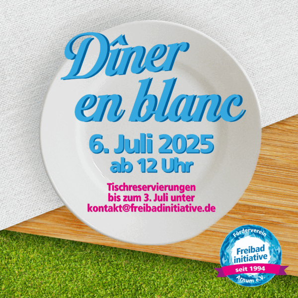 Einladung zum Dîner en blanc im Freibad Arnum