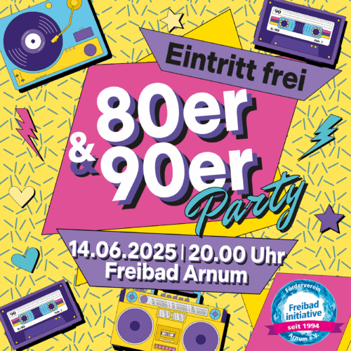 14. Juni: 80er und 90er-Jahre-Party im Freibad