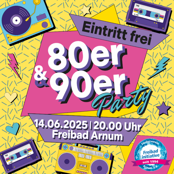 14. Juni: 80er und 90er-Jahre-Party im Freibad