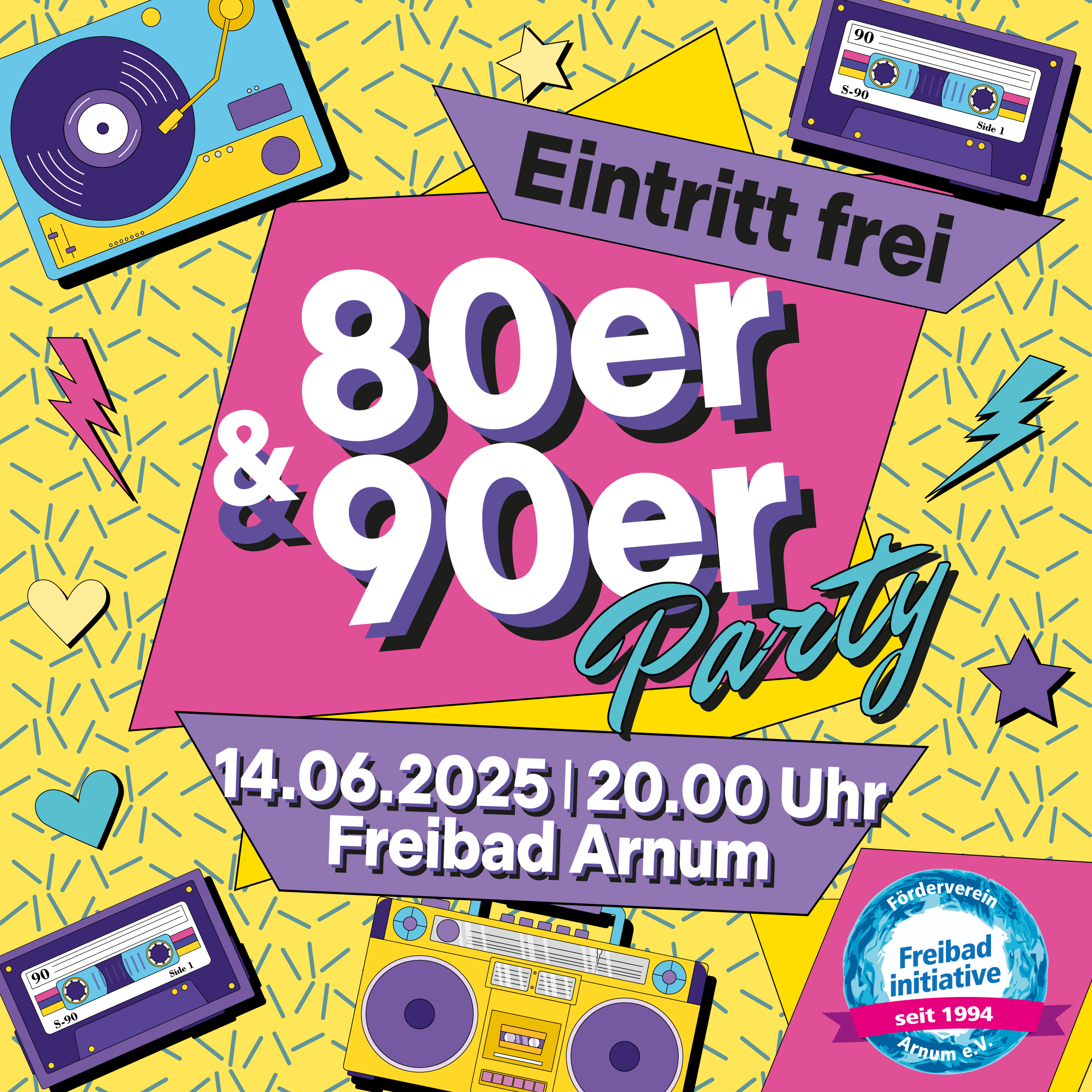 14. Juni: 80er und 90er-Jahre-Party im Freibad